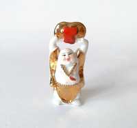 Budda figurka uśmiechnięty złocony porcelana