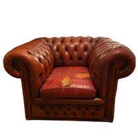 Oxblood Red Chesterfield Club Chair - Bamboo Trim