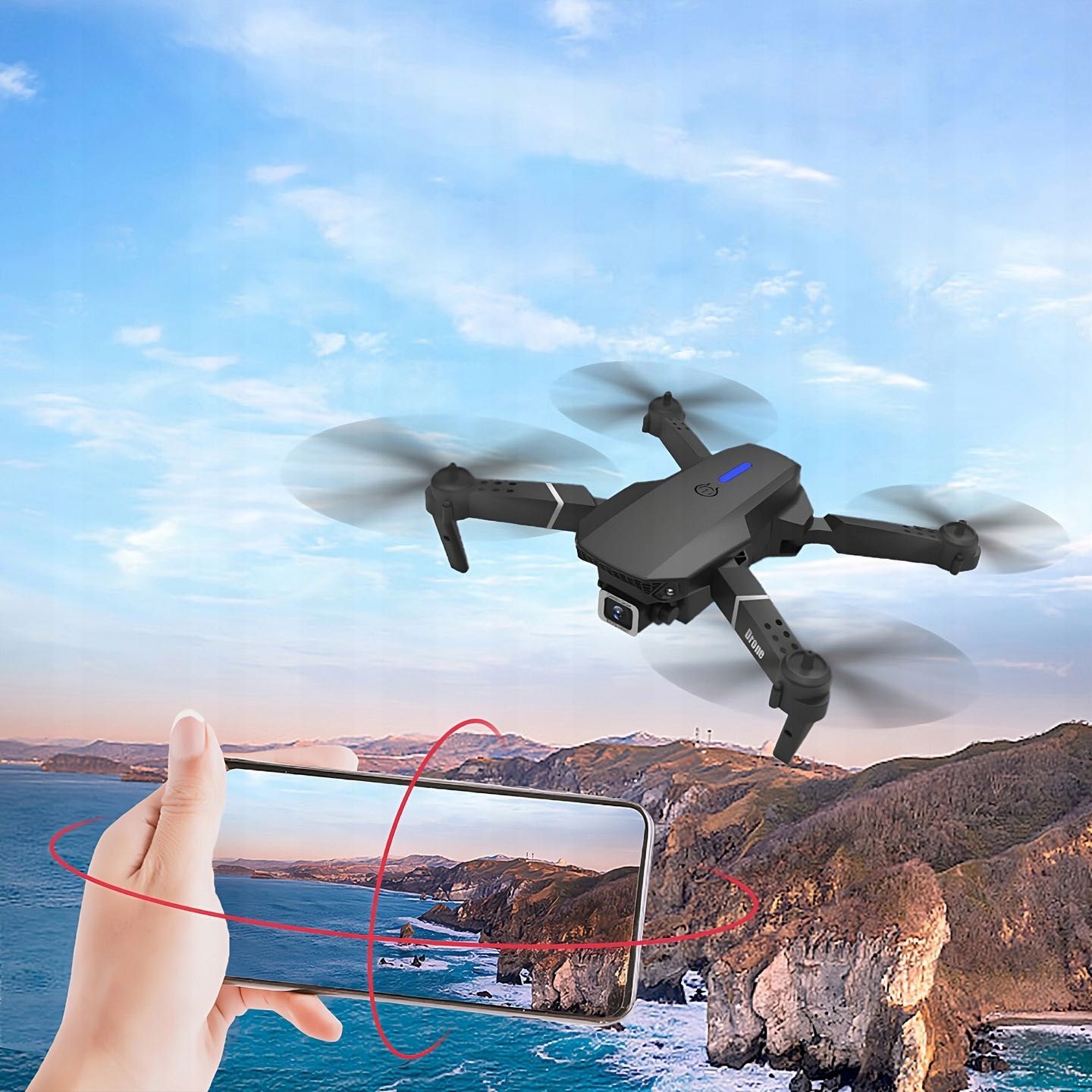 DRON 2 KAMERY HD WIFI Zabawka na Prezent 360° Zawis bez Pozwolenia