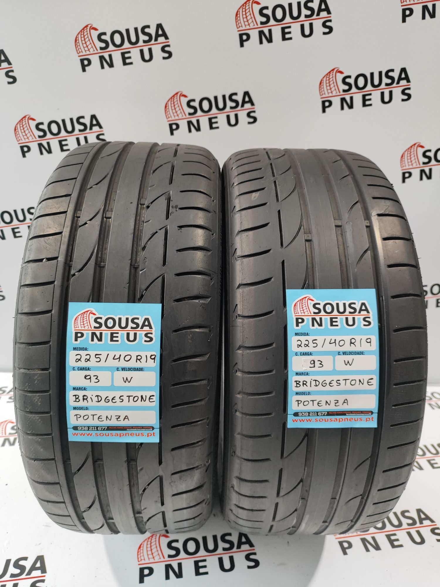 160 Euros 2 pneus semi novo 225-40R19 93w Bridgestone - Oferta Portes