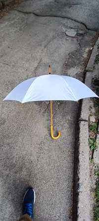 Зонтик Парасолька з дерев'яною ручкою колір білий.