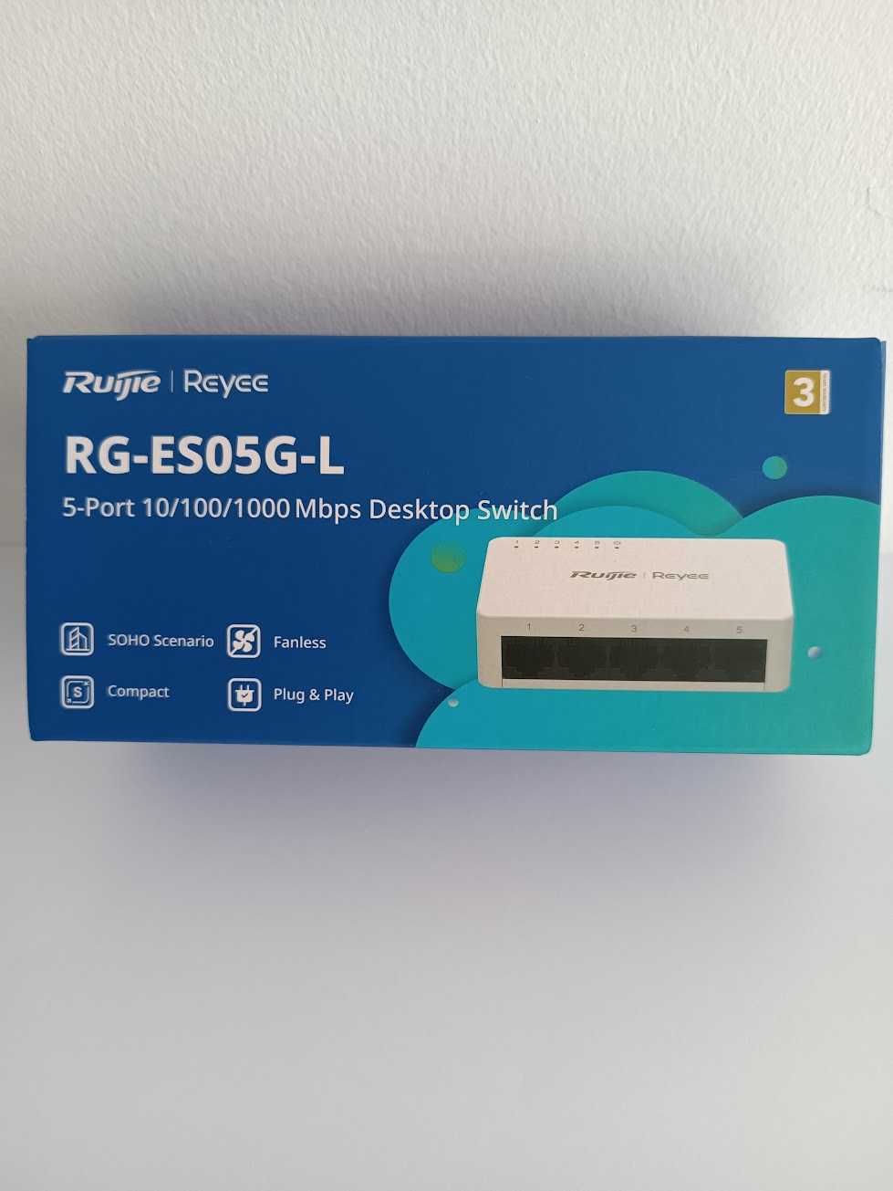 Novidade:Switch Rede Ruijie Reyee 5 Portas 1GB RG-ES05G-L