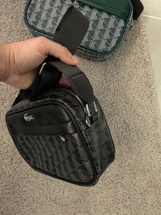 Месенджер Lacoste/ сумка лакосте чорна/ бананка лакост через плече