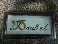 Quadro Ponto de Cruz nome ISABEL - (Bordado à Mão)