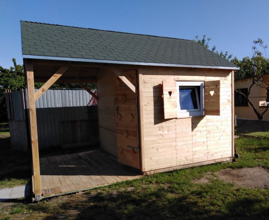 Drewniany domków, domek na działkę altanka ROD szopa narzędziownia
