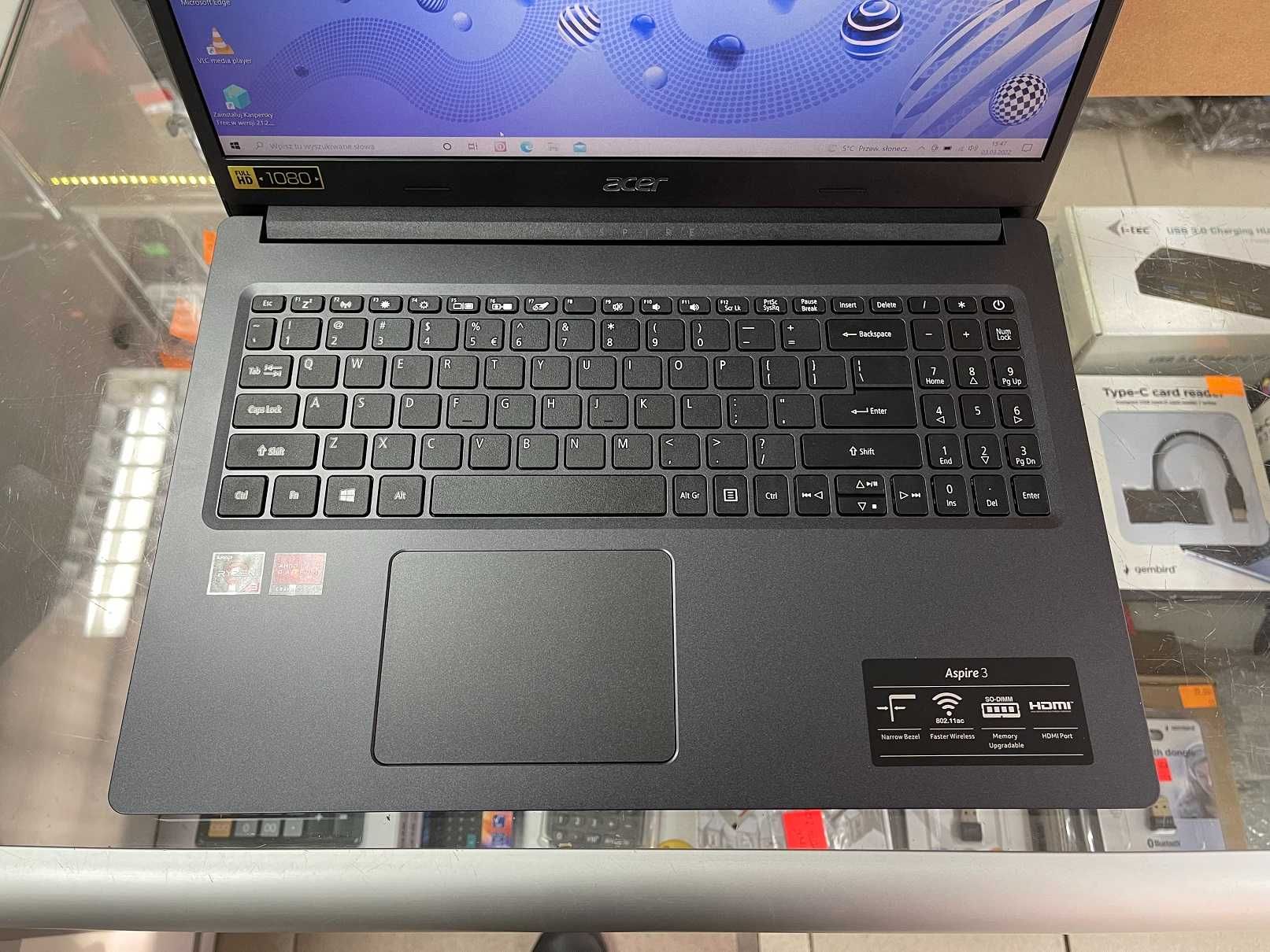 nowy Laptop ACER A315-23 Ryz 3 3250U 20GB SSD256 Win10