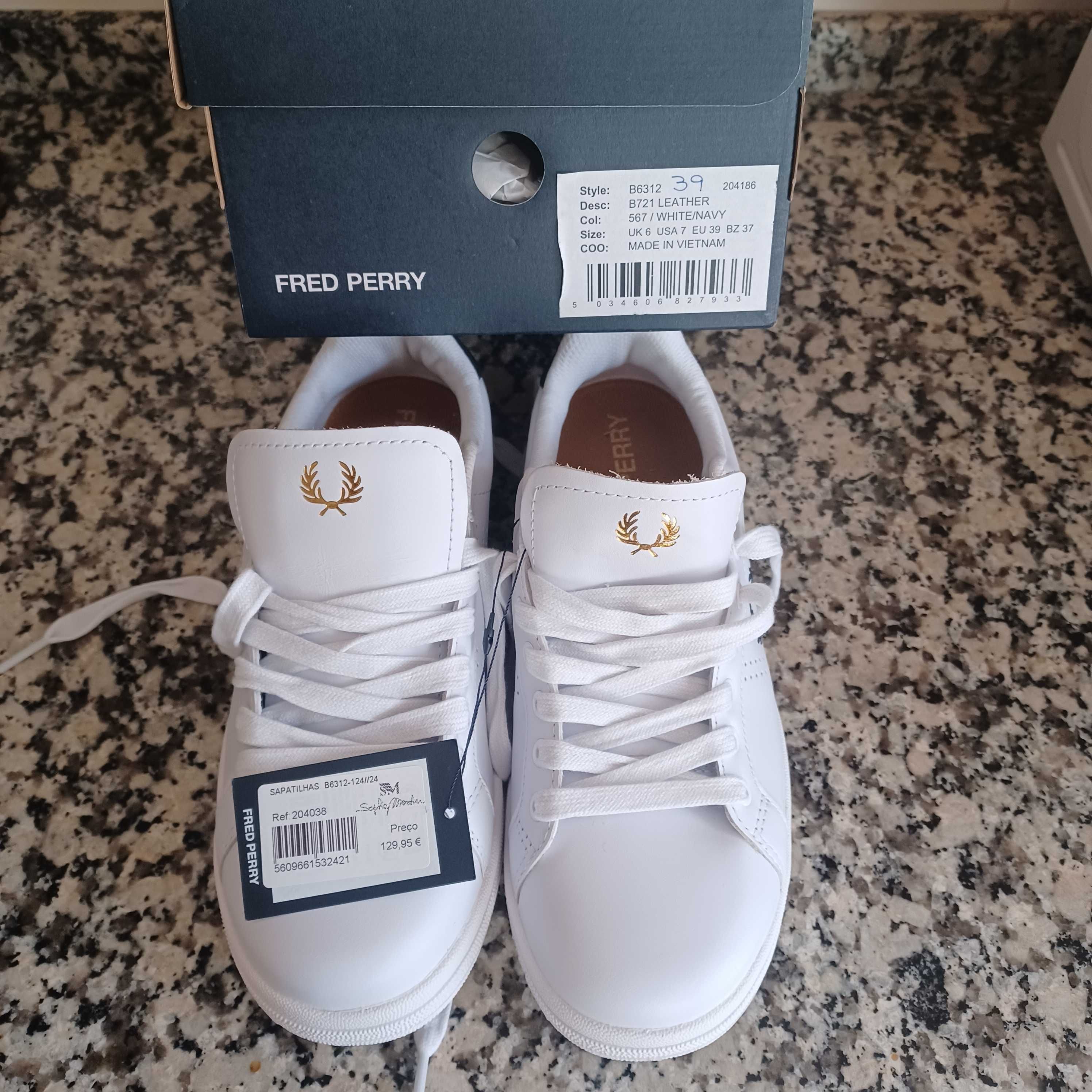 Sapatilhas de Ténis FRED PERRY  100% pele - nº 39   -  por estrear