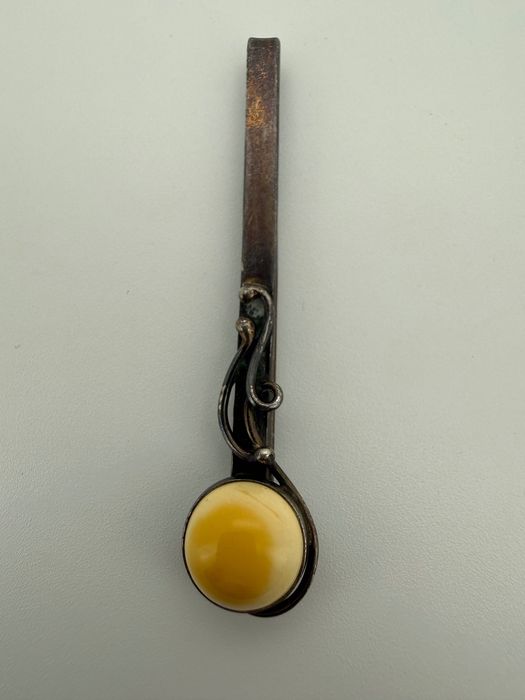 Spinka do krawata z bursztynem|srebro 925|stan bardzo dobry| Vintage