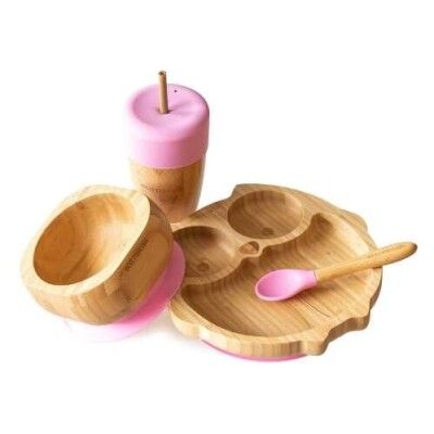 Conjunto de Refeição em Bambu - Mocho Rosa -- ECO RASCALS