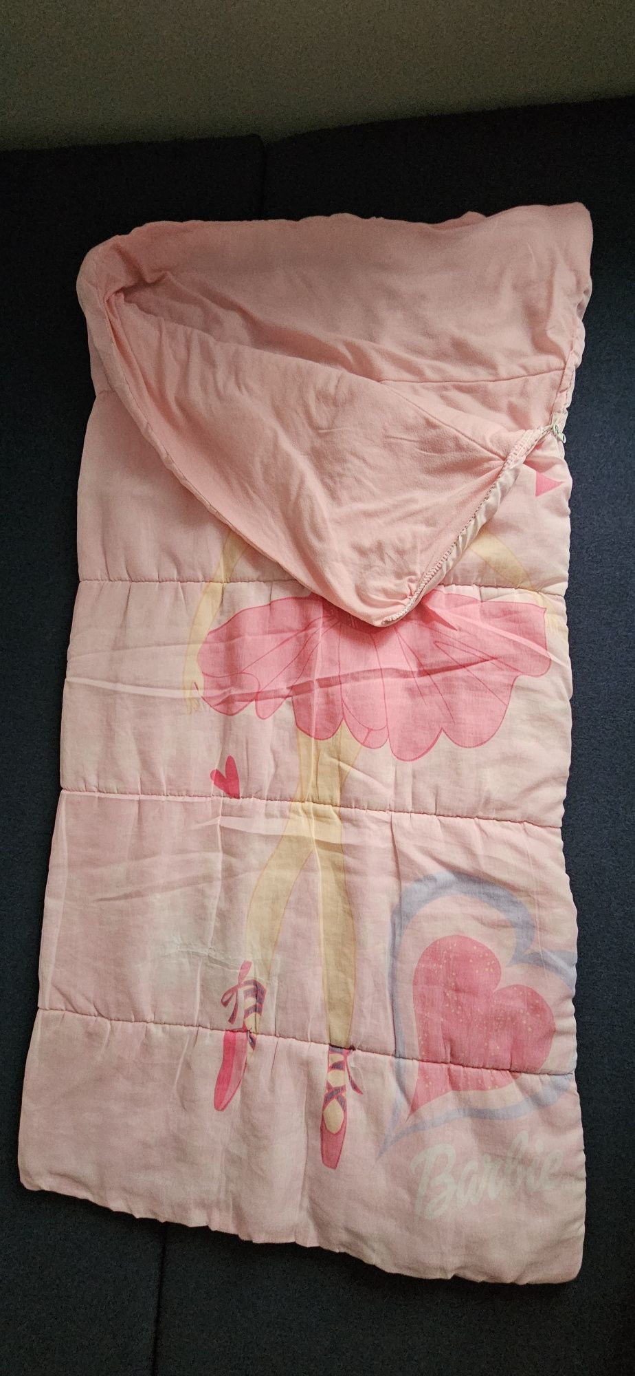 Śpiwór dla dziewczynki barbie różowy przedszkole biwak 135x70