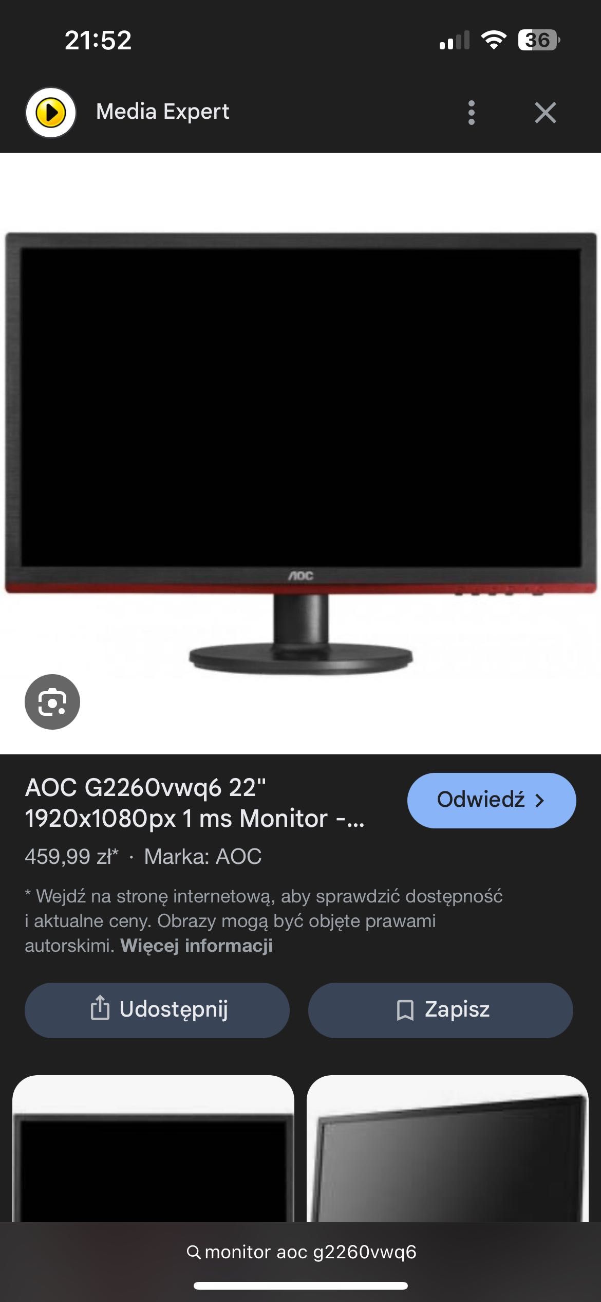 Monitor aoc 22 cale