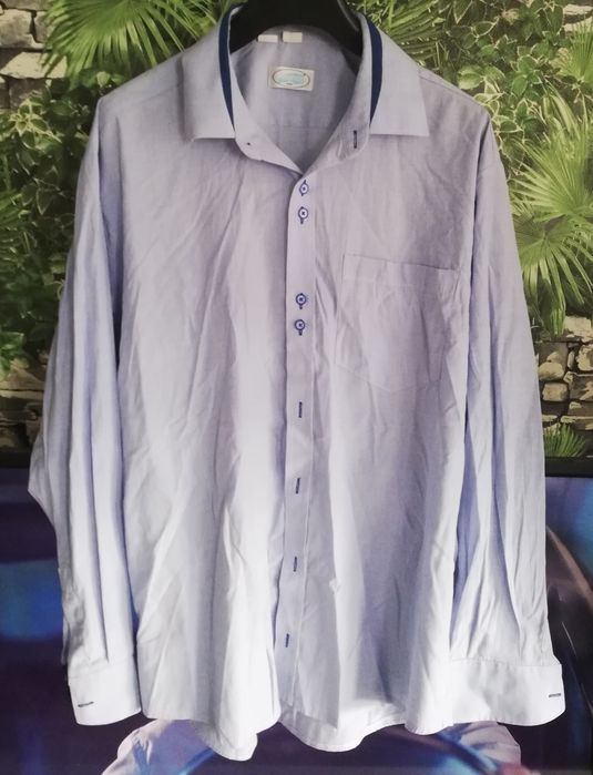 Męska błękitna koszula, koszula w paski.