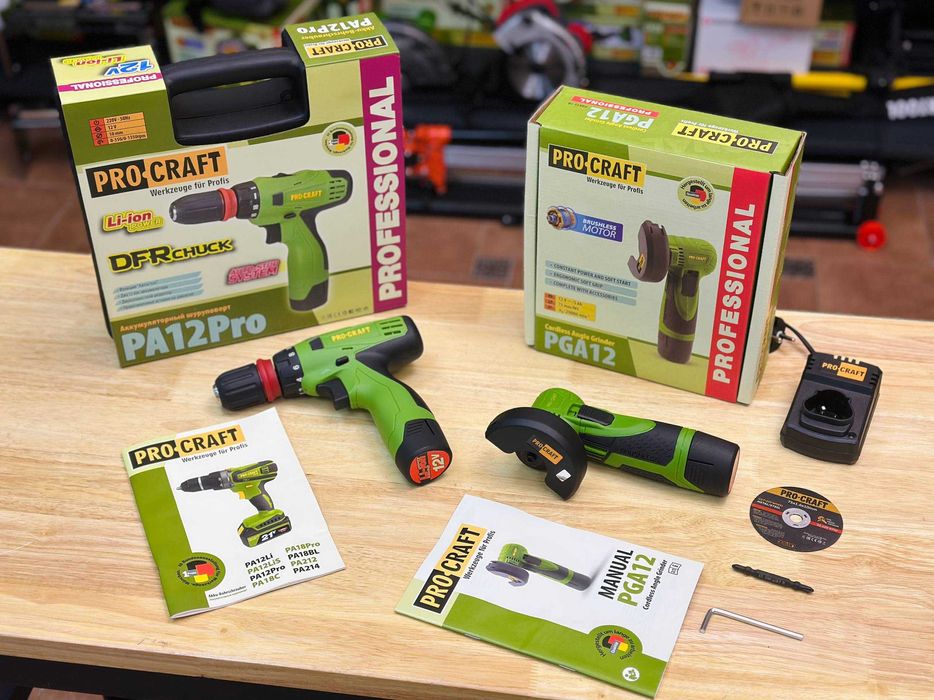Шуруповерт + Мини Болгарка Бесщеточная Procraft +Акб, Зарядка ГАРАНТИЯ