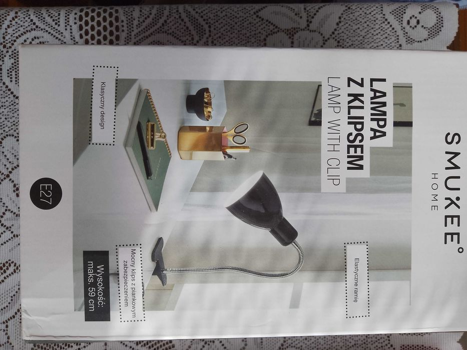 Lampka z klipsem, czarna