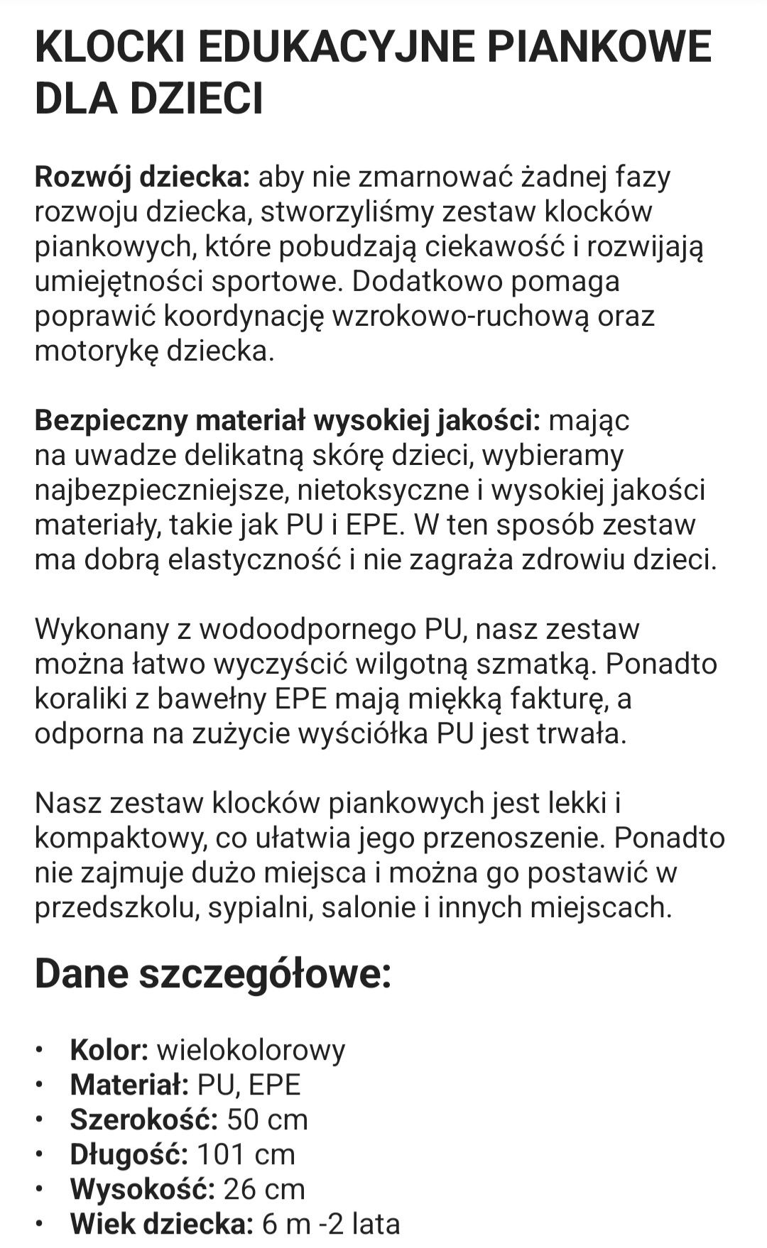 Klocki piankowe edukacyjne dla dzieci