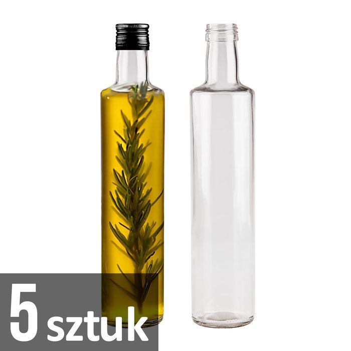 5x butelka DORICA 500ml bezbarwna na oliwę, syropy, nalewki z zakrętką