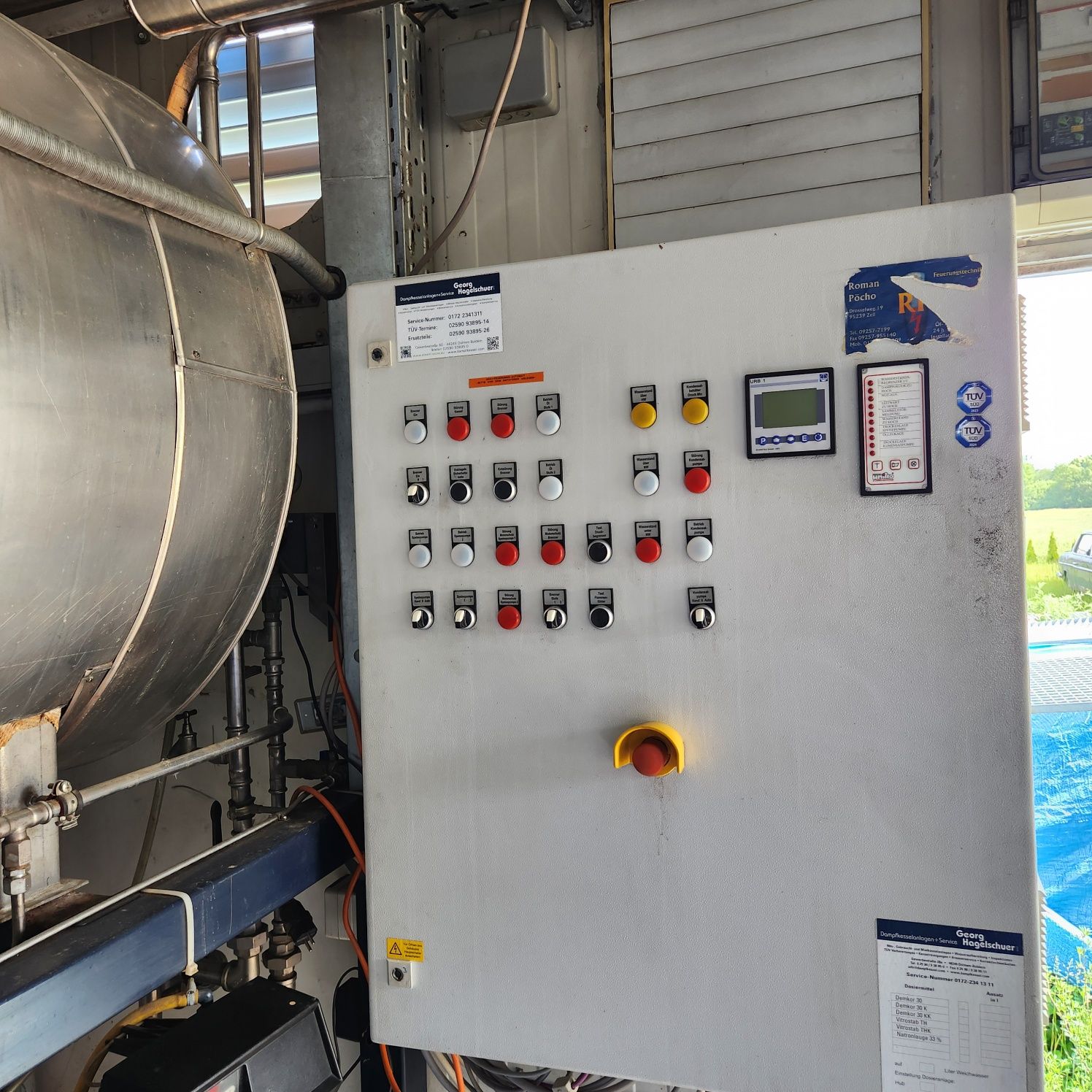 Kocioł parowy Loos 1,25t/h 13Bar kotłownia kontenerowa palnik Weishaup