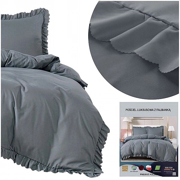 Pościel 220x200/3 części poszewki 70x80 falbany jednolita mikrofibra J