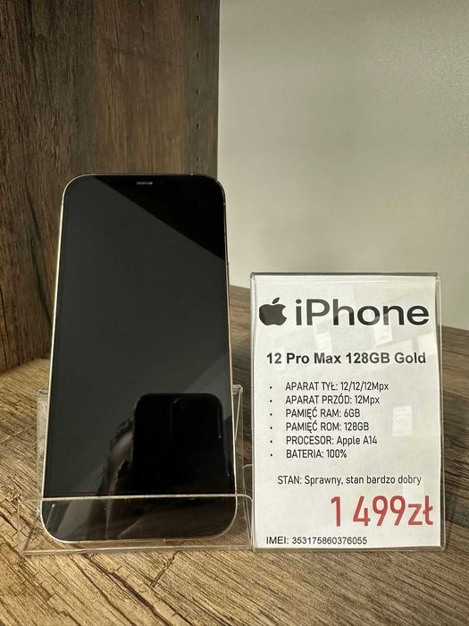 Smartfon Telefon Apple iPhone 12 Pro Max 128GB Gold stan bdb gwarancja
