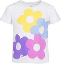 T-shirt Koszulka dziewczęca dziecięca Bawełna 134 biały kwiatki  Endo