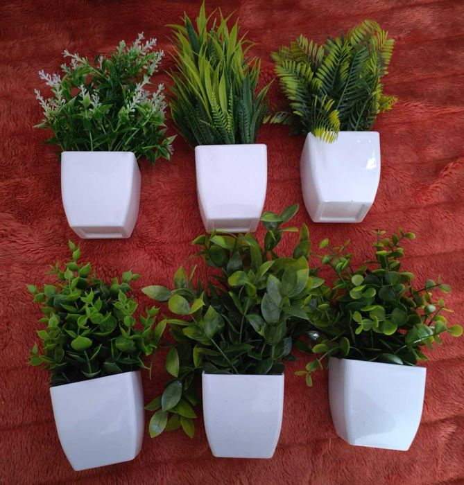 Sztuczne kwiaty z doniczkami 6 szt. zestaw roślin sztucznych