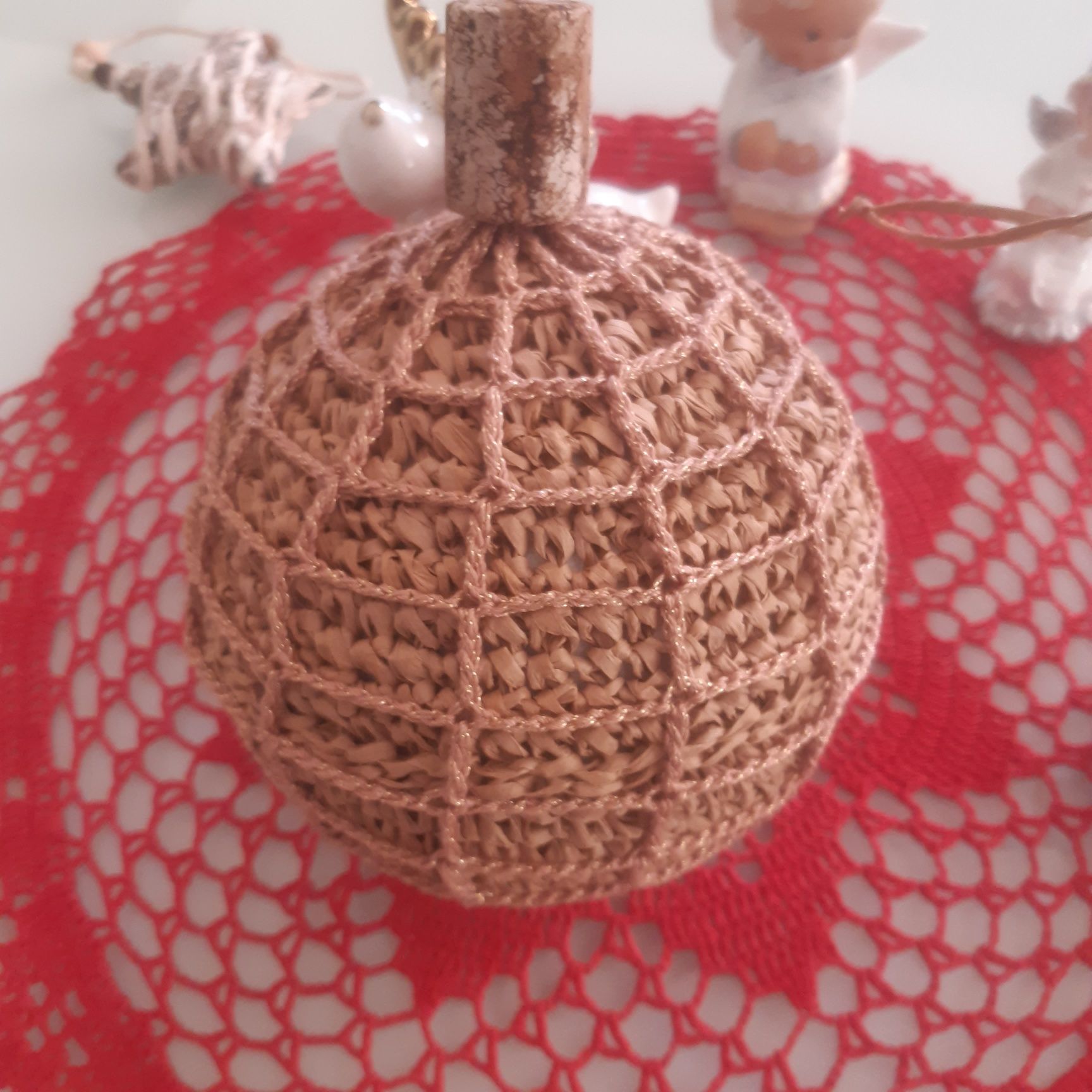 Bombka świąteczna boho handmade duża