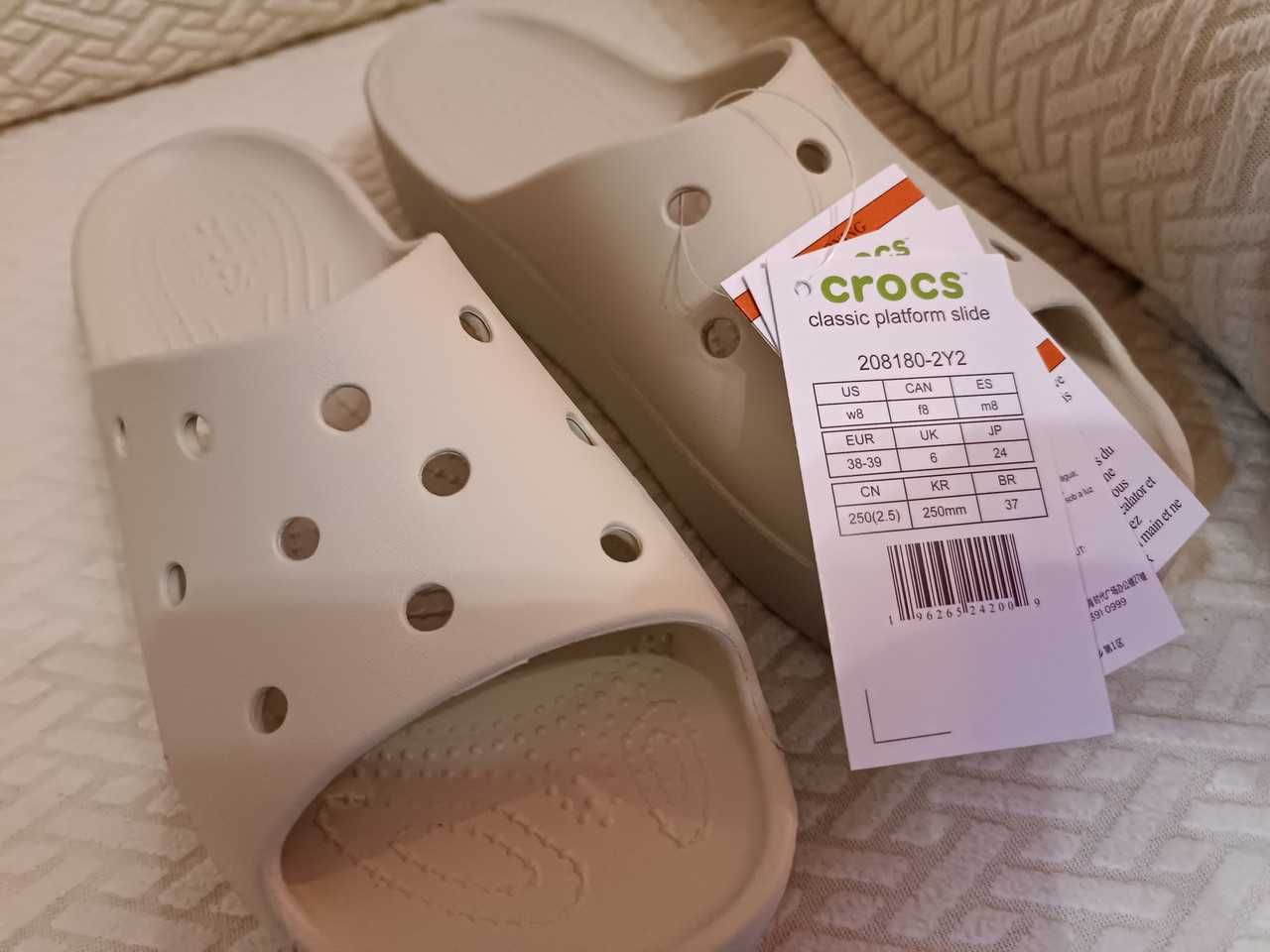 Crocs Platform slide бежевые шлепанцы крокс.
