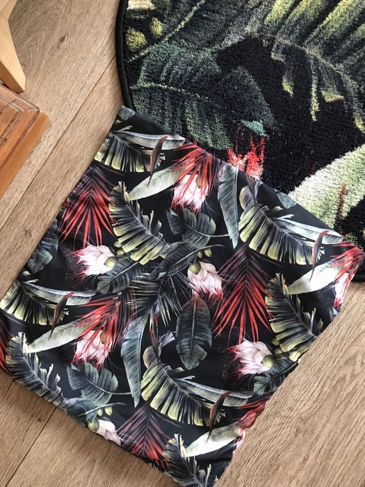 Komplet tropikalny monstera liscie kwiaty rajskie protea dywanik podus