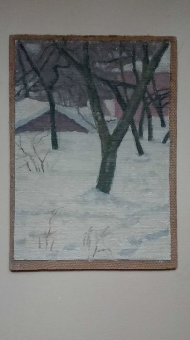 Пейзаж Сад зимой 1980е гг. масло