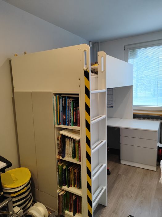 Jak nowe! Cały zestaw! Antresola, łóżko, szafa, biurko, komoda, Ikea +