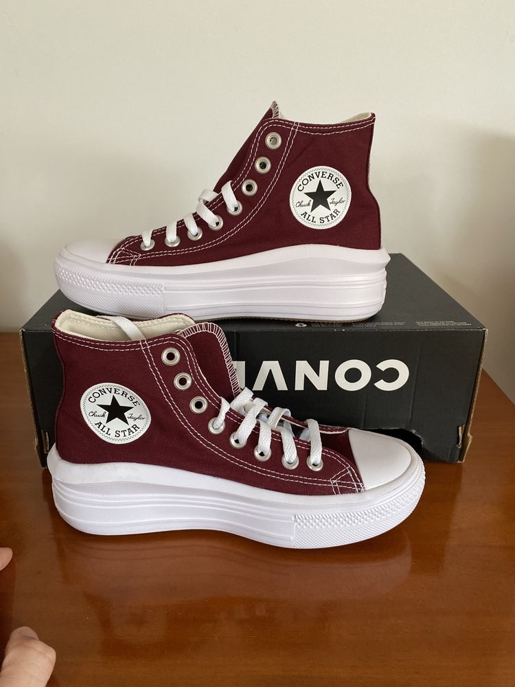 Tenis bota all star bordeaux plataforma converse NOVOS