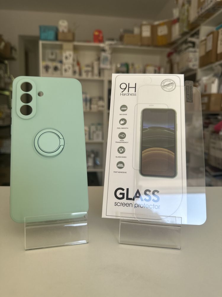 Etui finger grip jasno zielone + SZKŁO hart. do Samsung Galaxy A56 5G