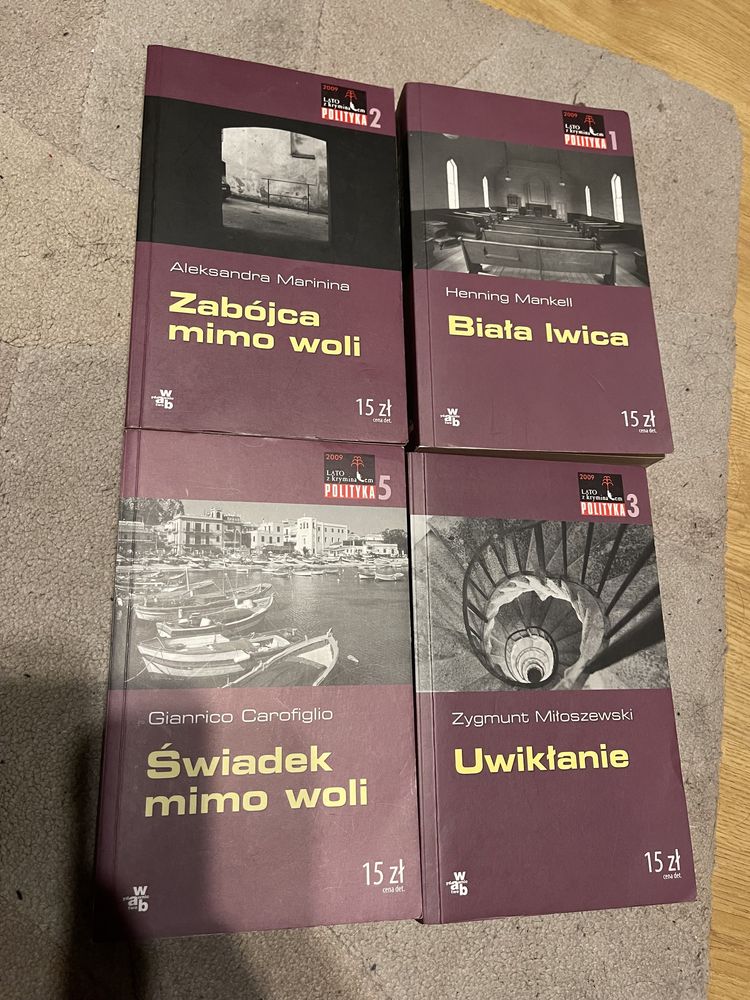 Zestaw ksiazek z Polityki Marinina, Mankell, Miłoszewski, Carofiglio