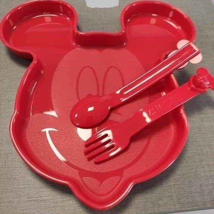 Prato Mickey + Talheres Tupperware