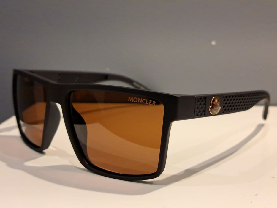 MONCLER brązowe nowe męskie okulary przeciwsłoneczne logo filtr uv 400