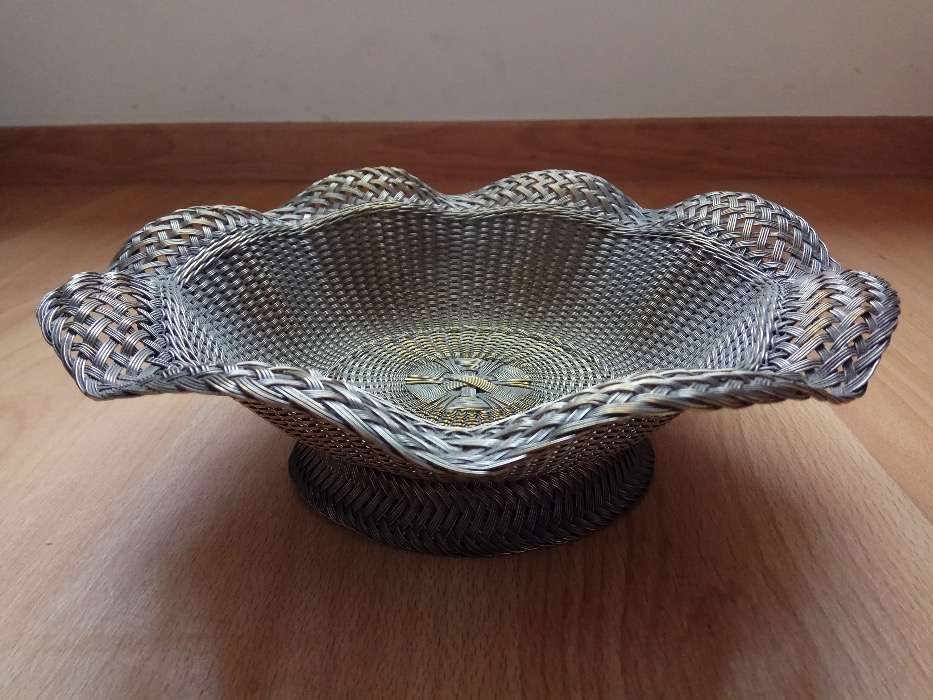 2 Centros / Cestos Vintage em Metal (Técnica de Cestaria)