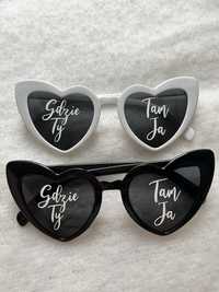 Okulary slubne personalizowane napis naklejka wesele