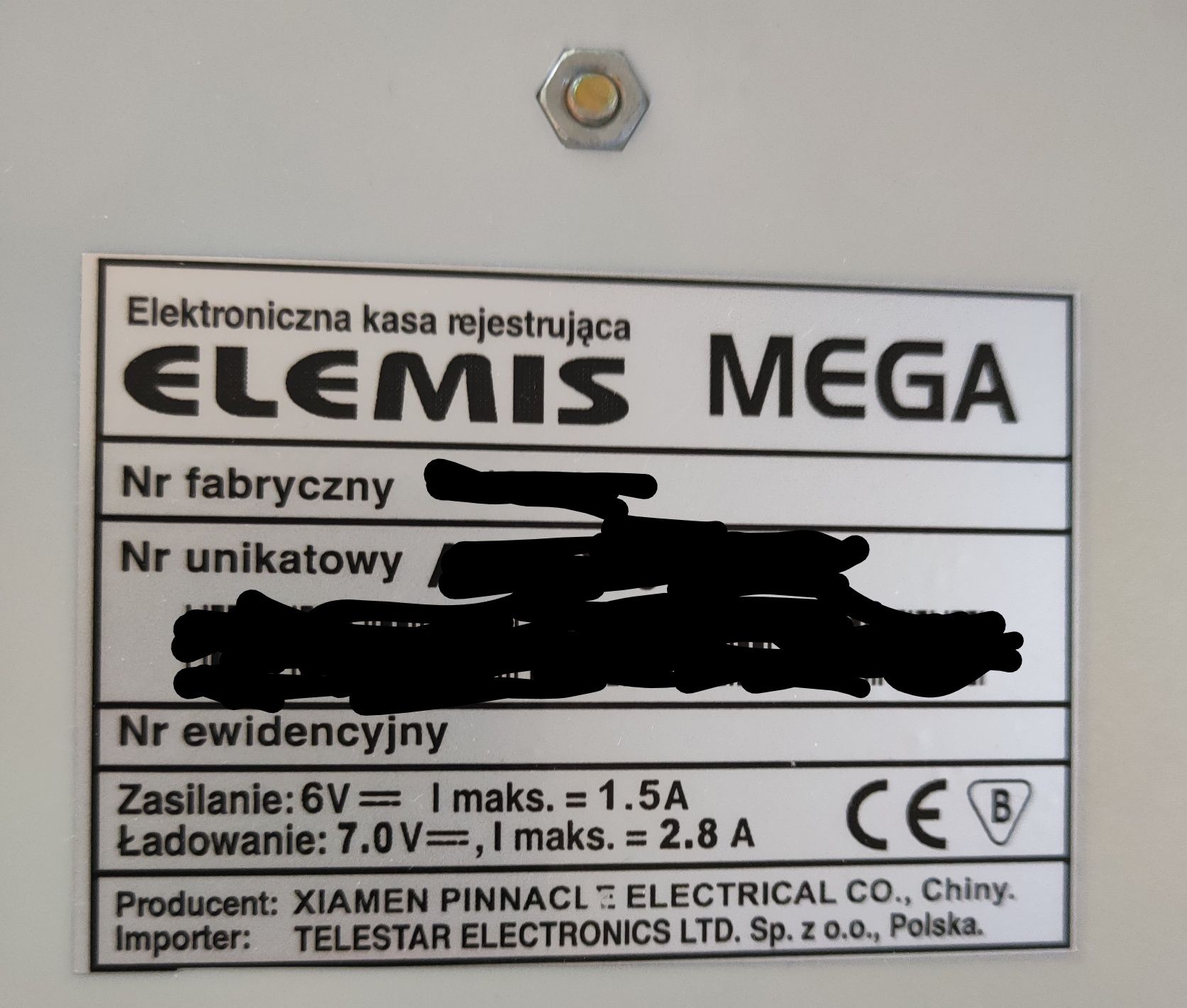 Kasa fiskalna Elemis Mega sczytana na części