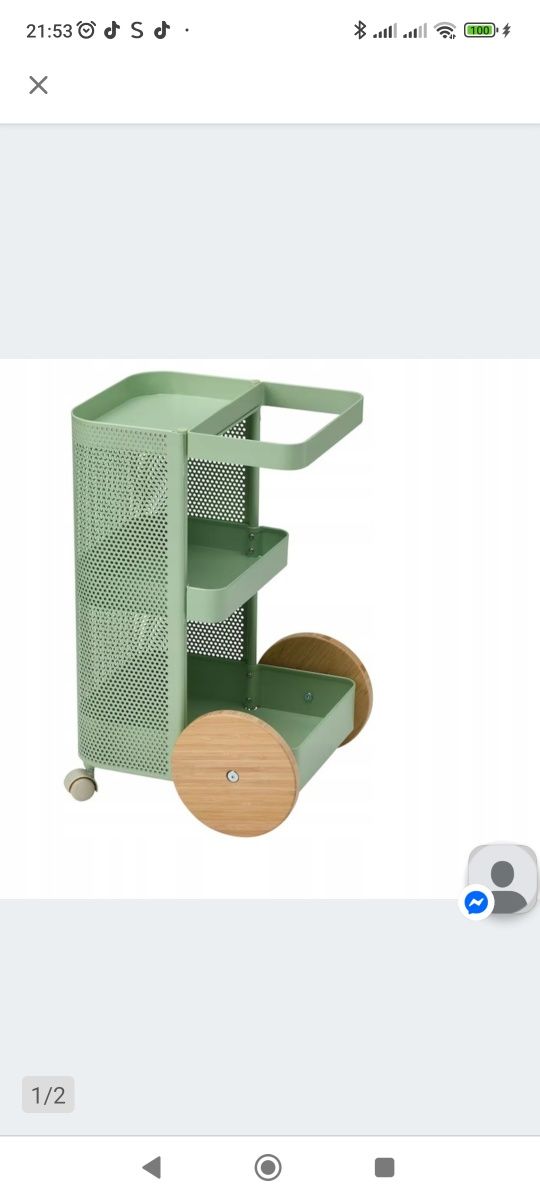 IKEA DAJLIEN Wózek jasnozielony 42x39x65cm barek na kółkach do kuchni