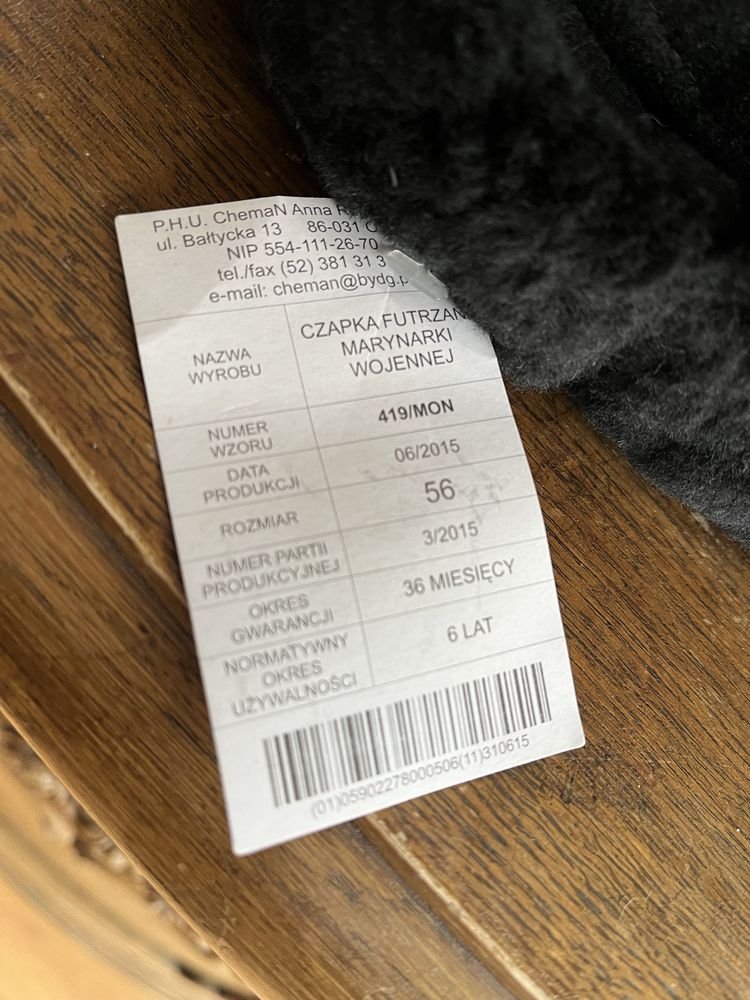 Czapka futrzana marynarki wojennej rozmiar 56 nieużywana wzór 419/mon