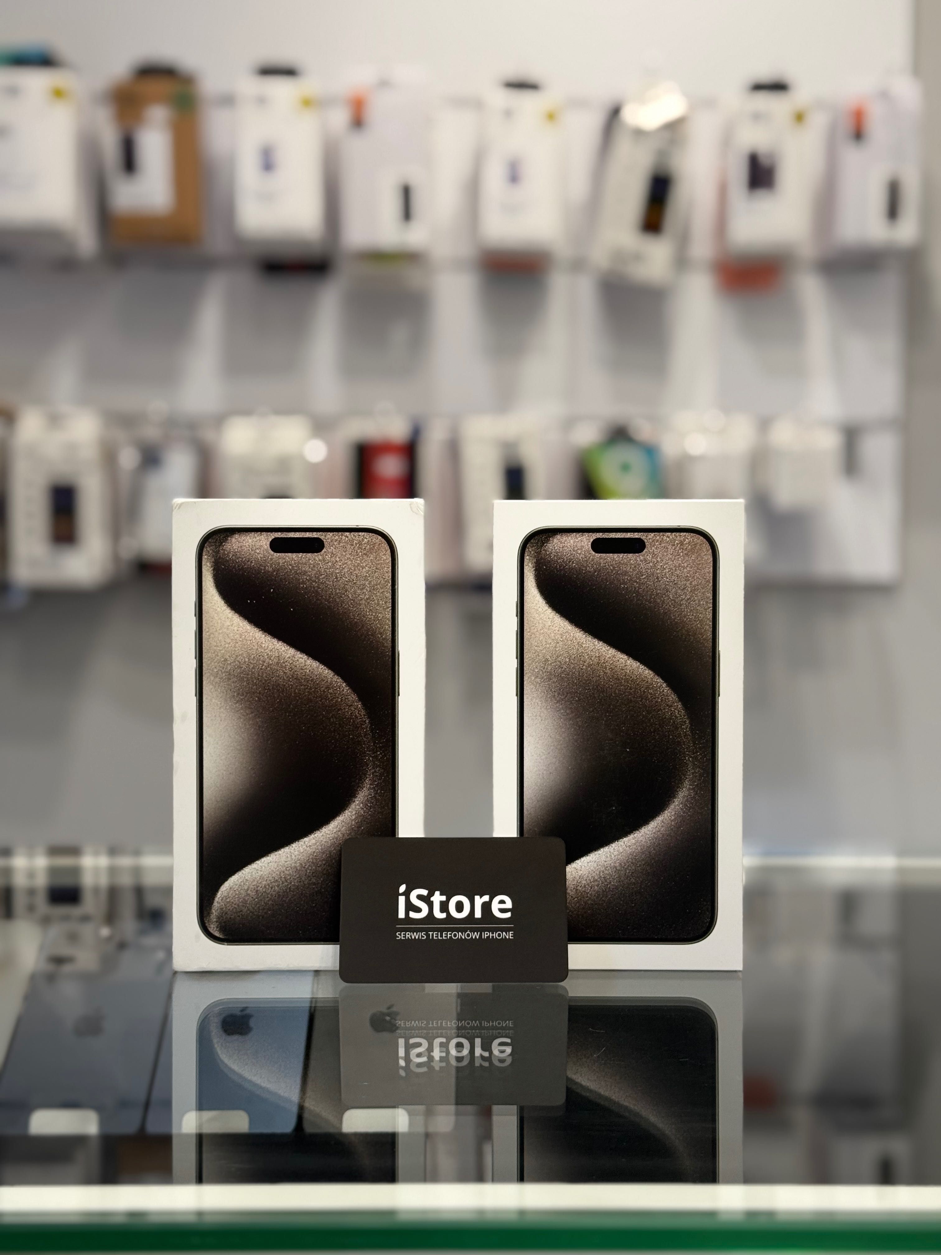 NOWY iPhone 15 PRO 128 GB • Natural Titanium • 100% bat. • GWARANCJA •