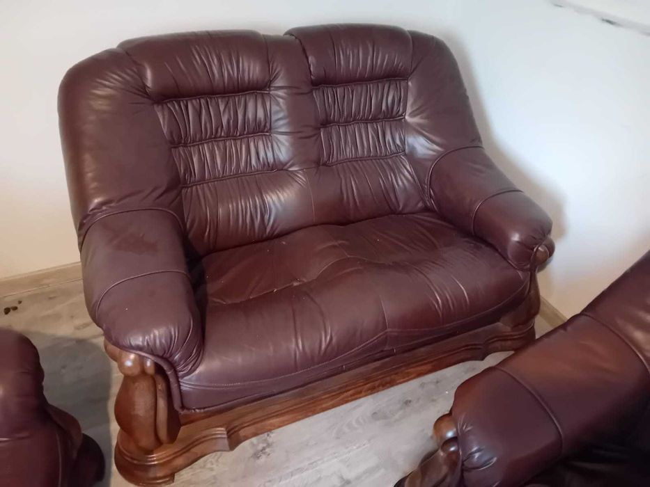 Meble Ze Skóry i drewna Dębowego
