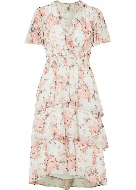 B.P.C sukienka midi w kwiaty z falbankami r.38