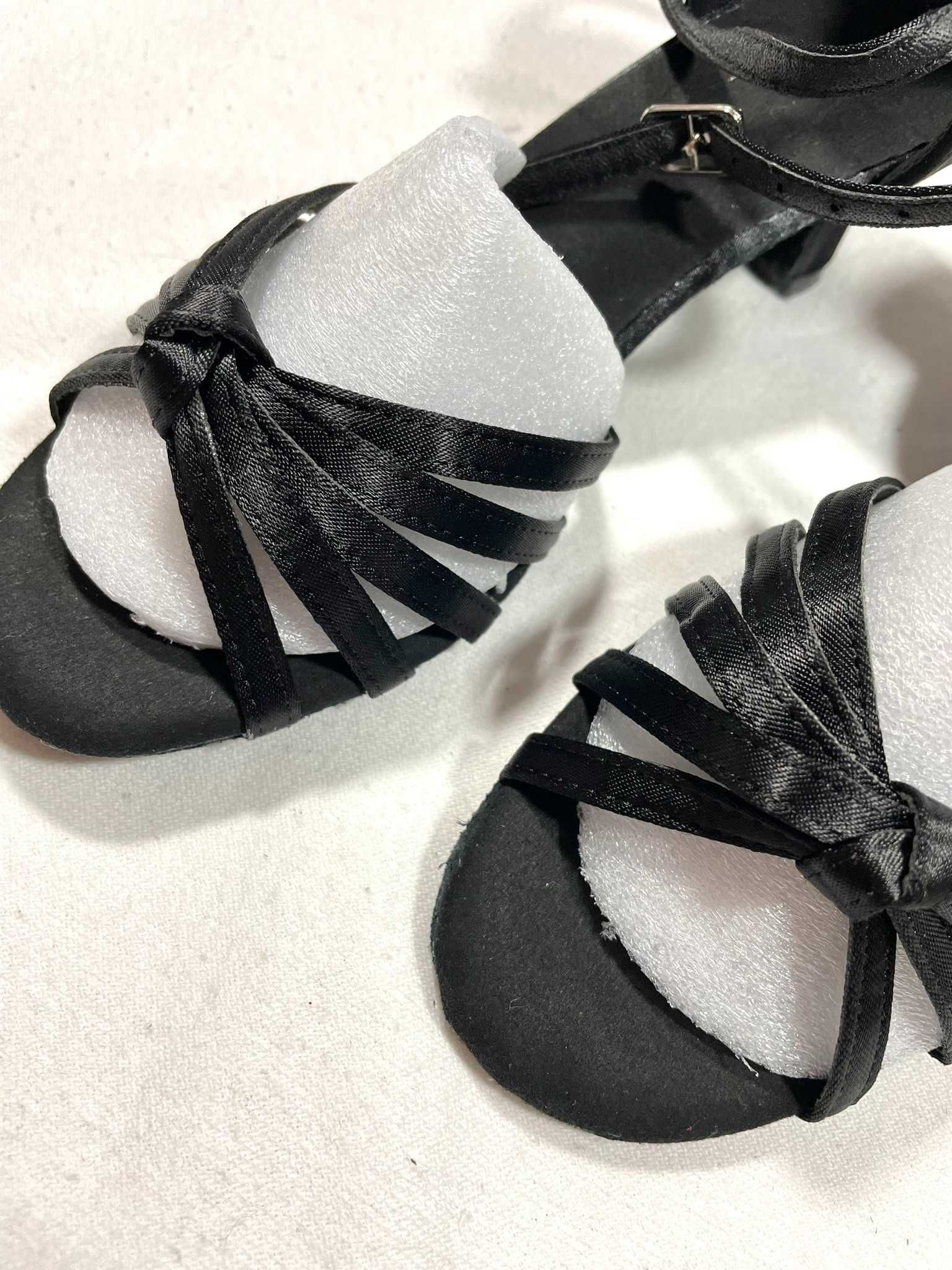Nowe buty do tańca Latino 39 czarne 5 cm supełek