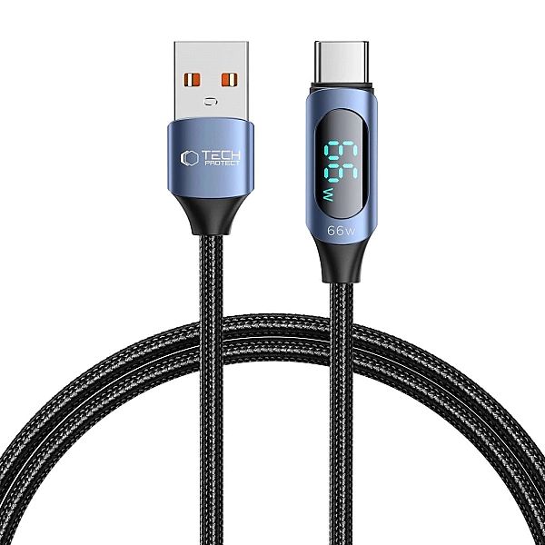 Kabel Tech-Protect UltraBoost z wyświetlaczem LED USB-C / USB-A 66W 6A