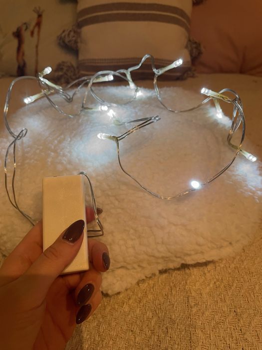 Lampki LED światełka choinkowe 14 lampek 185 cm chłodne