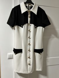 Przepiękna biało-czarna sukienka Balmain r. XL