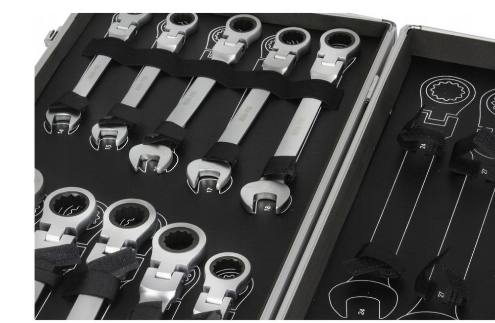 Klucze płasko oczkowe z grzechotką 6-32mm  zestaw 22szt łamane