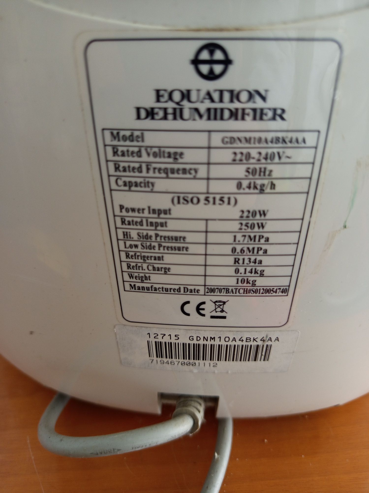 Desumidificador em bom estado