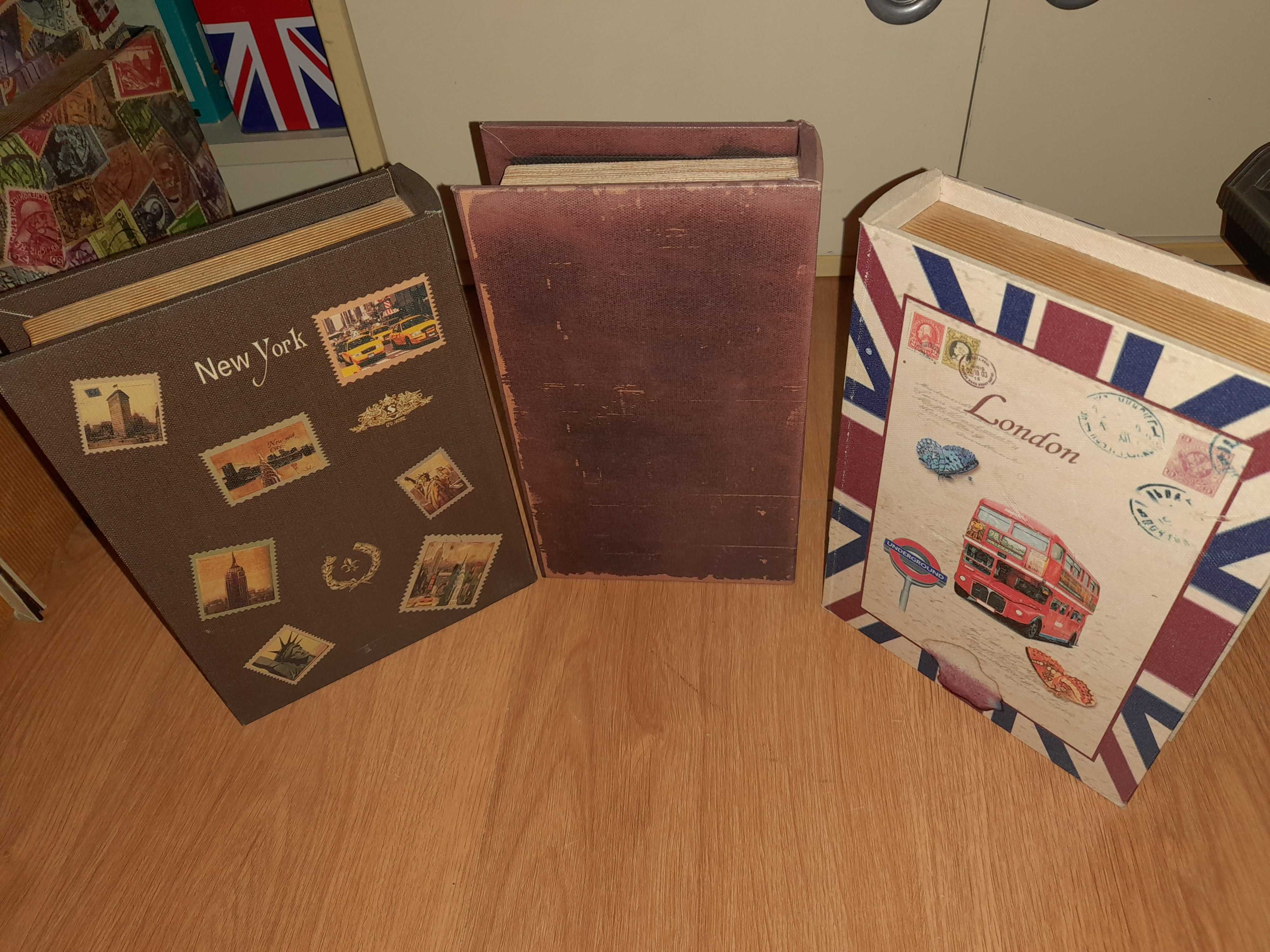 Caixas Livro madeira. Nova York,  Estátua da Liberdade, Bus de Londres